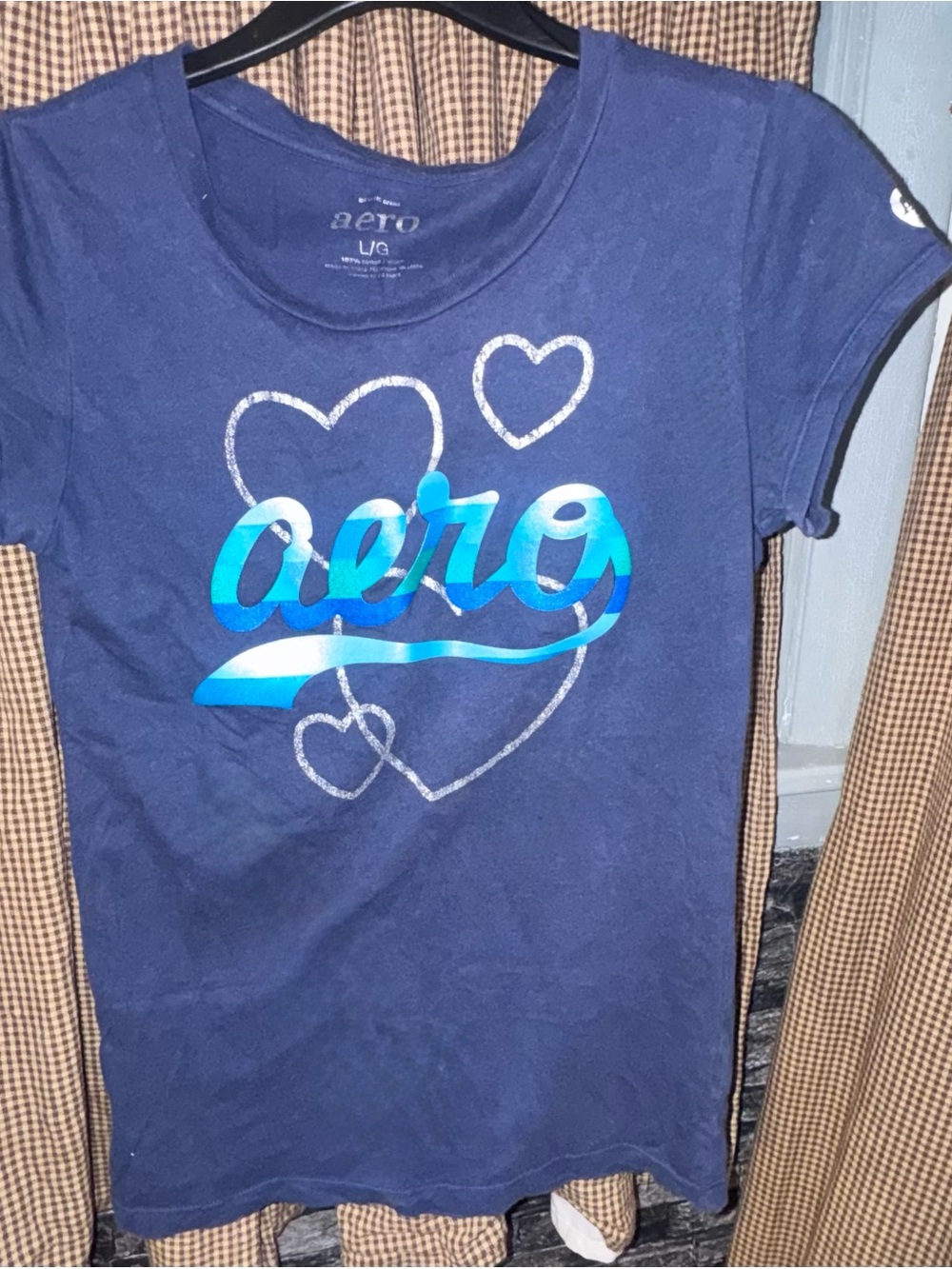 Girls' Navy Blue Graphic Tee with Heart Design